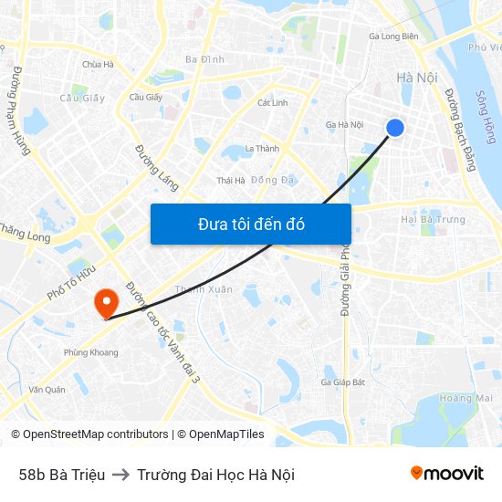 58b Bà Triệu to Trường Đai Học Hà Nội map