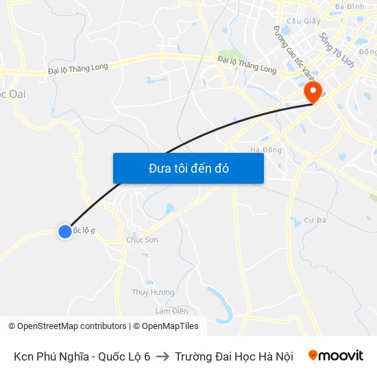 Kcn Phú Nghĩa - Quốc Lộ 6 to Trường Đai Học Hà Nội map