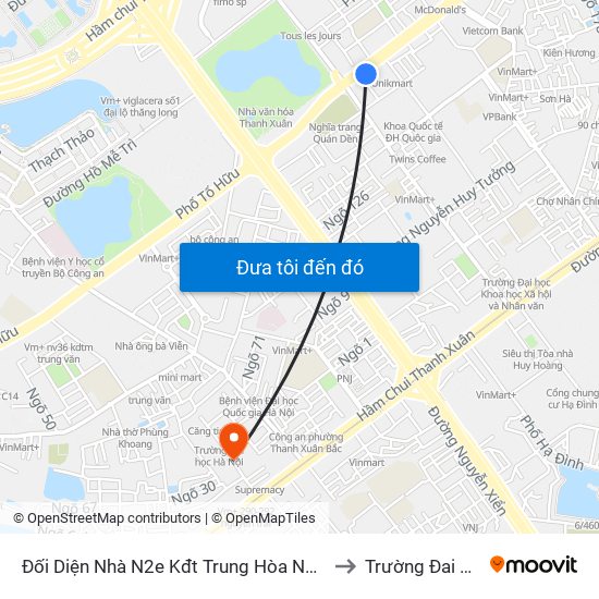 Đối Diện Nhà N2e Kđt Trung Hòa Nhân Chính - Lê Văn Lương to Trường Đai Học Hà Nội map
