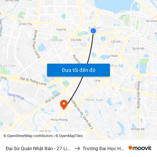 Đại Sứ Quán Nhật Bản - 27 Liễu Giai to Trường Đai Học Hà Nội map