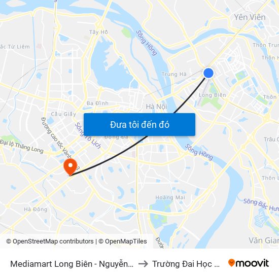 Mediamart Long Biên - Nguyễn Văn Linh to Trường Đai Học Hà Nội map