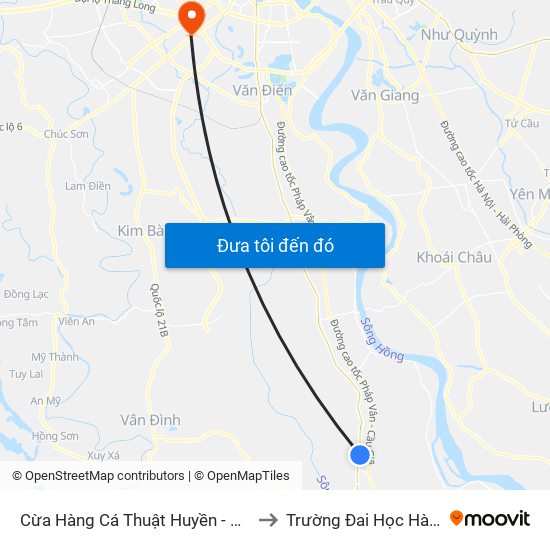Cừa Hàng Cá Thuật Huyền - Dt428 to Trường Đai Học Hà Nội map