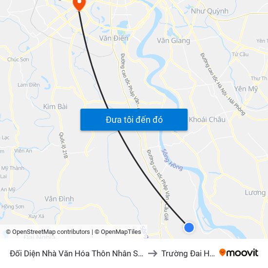Đối Diện Nhà Văn Hóa Thôn Nhân Sơn, Xã Tri Thủy - Dt428 to Trường Đai Học Hà Nội map