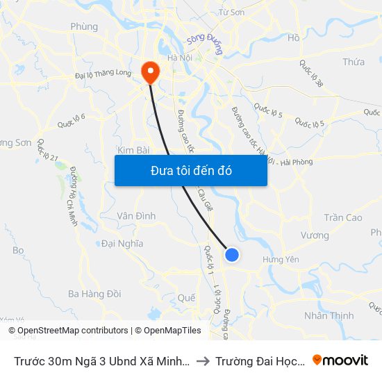 Trước 30m Ngã 3 Ubnd Xã Minh Tân - Dt428 to Trường Đai Học Hà Nội map