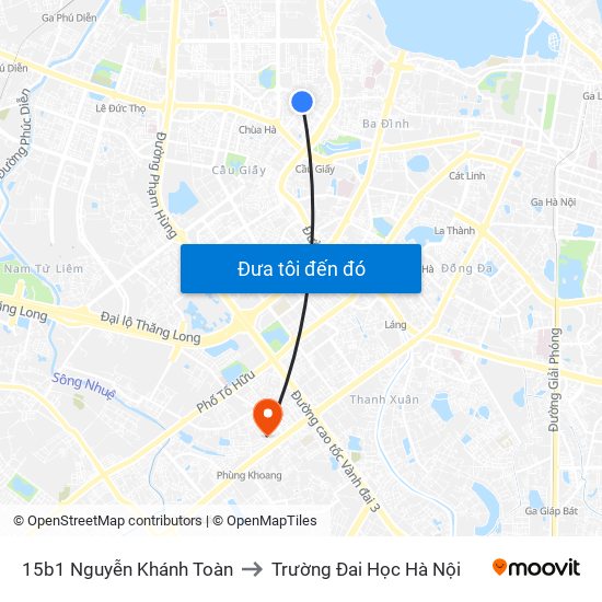 15b1 Nguyễn Khánh Toàn to Trường Đai Học Hà Nội map