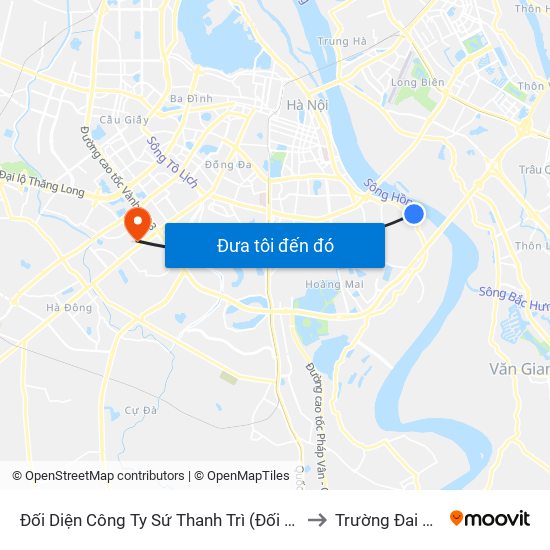 Đối Diện Công Ty Sứ Thanh Trì (Đối Diện 1044 Nguyễn Khoái) to Trường Đai Học Hà Nội map