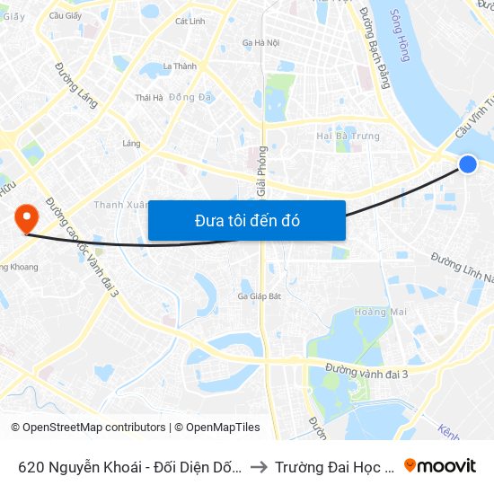 620 Nguyễn Khoái - Đối Diện Dốc Đoàn Kết to Trường Đai Học Hà Nội map