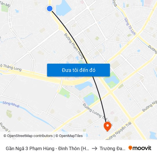 Gần Ngã 3 Phạm Hùng - Đình Thôn (Hướng Đi Khuất Duy Tiến)-Cột Trước to Trường Đai Học Hà Nội map