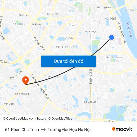 61 Phan Chu Trinh to Trường Đai Học Hà Nội map