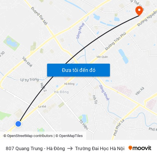 807 Quang Trung - Hà Đông to Trường Đai Học Hà Nội map