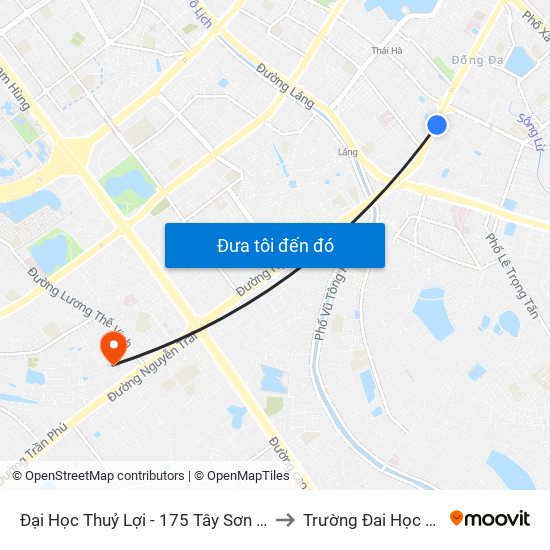 Đại Học Thuỷ Lợi - 175 Tây Sơn (Cột Sau) to Trường Đai Học Hà Nội map