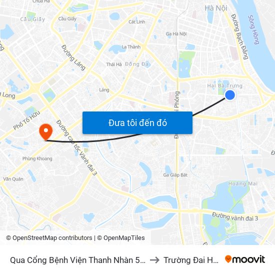 Qua Cổng Bệnh Viện Thanh Nhàn 50m - 42 Thanh Nhàn to Trường Đai Học Hà Nội map