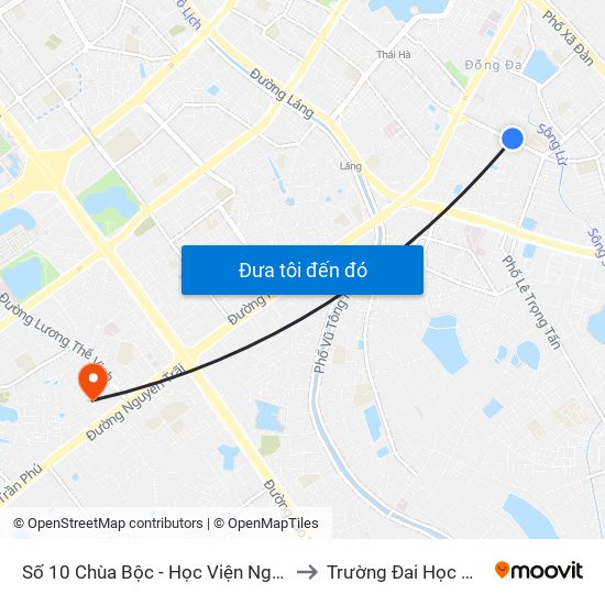 Số 10 Chùa Bộc - Học Viện Ngân Hàng to Trường Đai Học Hà Nội map