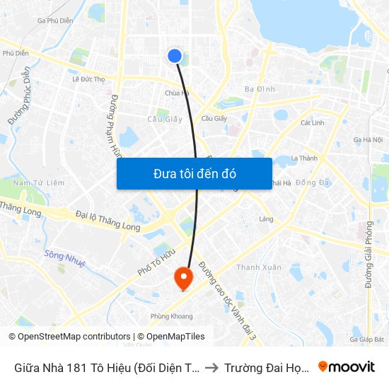 Giữa Nhà 181 Tô Hiệu (Đối Diện Thcs Nghĩa Tân) to Trường Đai Học Hà Nội map