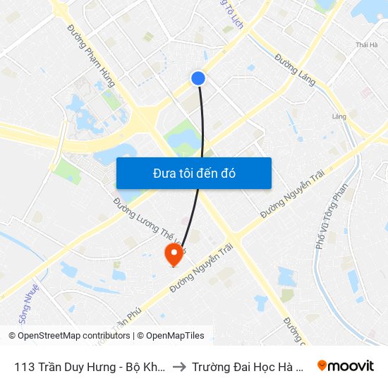 113 Trần Duy Hưng - Bộ Khcn to Trường Đai Học Hà Nội map