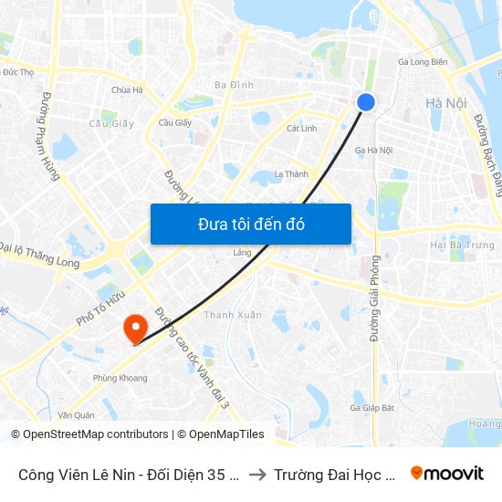 Công Viên Lê Nin - Đối Diện 35 Trần Phú to Trường Đai Học Hà Nội map