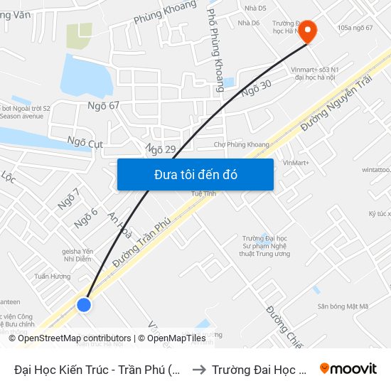 Đại Học Kiến Trúc - Trần Phú (Hà Đông) to Trường Đai Học Hà Nội map