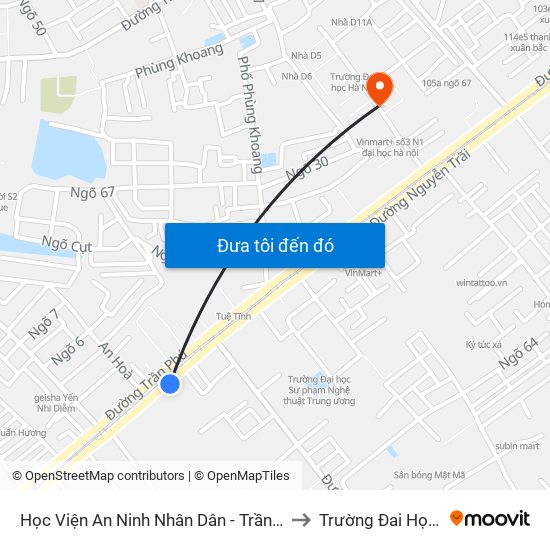 Học Viện An Ninh Nhân Dân - Trần Phú (Hà Đông ) to Trường Đai Học Hà Nội map