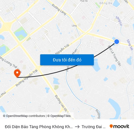 Đối Diện Bảo Tàng Phòng Không Không Quân - Trường Chinh to Trường Đai Học Hà Nội map