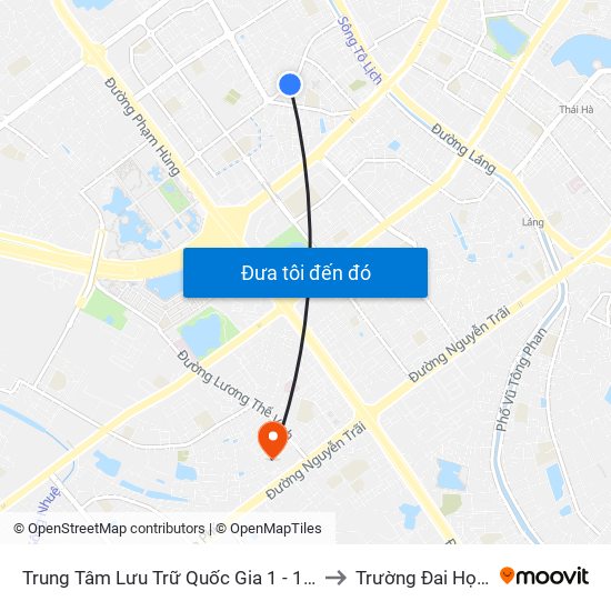 Trung Tâm Lưu Trữ Quốc Gia 1 - 18 Vũ Phạm Hàm to Trường Đai Học Hà Nội map