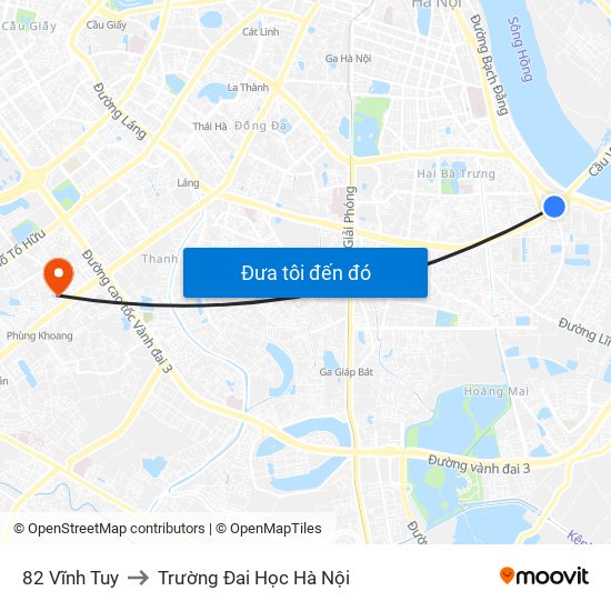 82 Vĩnh Tuy to Trường Đai Học Hà Nội map