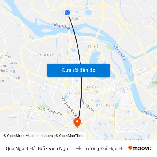 Qua Ngã 3 Hải Bối - Vĩnh Ngọc 300m to Trường Đai Học Hà Nội map
