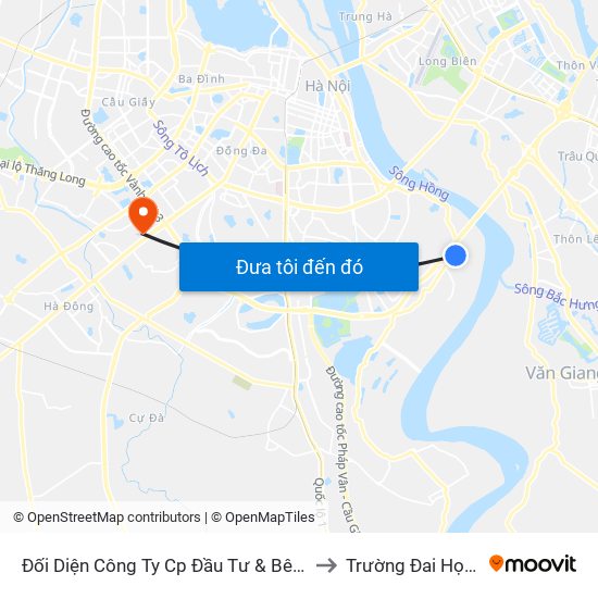 Đối Diện Công Ty Cp Đầu Tư & Bê Tông Thịnh Liệt to Trường Đai Học Hà Nội map