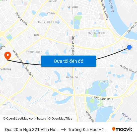 Qua 20m Ngõ 321 Vĩnh Hưng to Trường Đai Học Hà Nội map