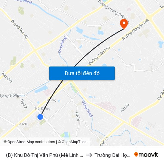 (B) Khu Đô Thị Văn Phú (Mê Linh Plaza Hà Đông) to Trường Đai Học Hà Nội map