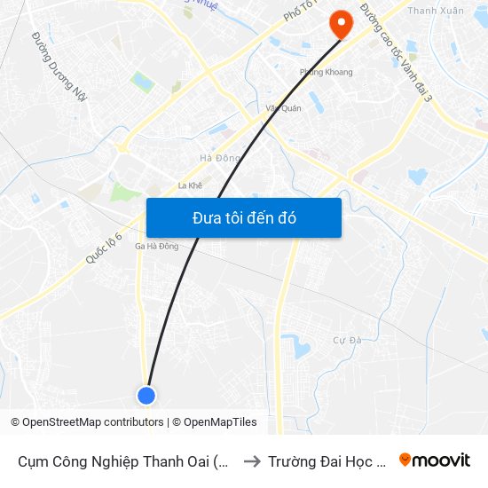 Cụm Công Nghiệp Thanh Oai (Cổng Phụ) to Trường Đai Học Hà Nội map