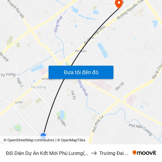 Đối Diện Dự Án Kđt Mới Phú Lương( Đường Phúc La- Văn Phú) to Trường Đai Học Hà Nội map