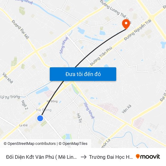 Đối Diện Kđt Văn Phú ( Mê Linh Plaza) to Trường Đai Học Hà Nội map