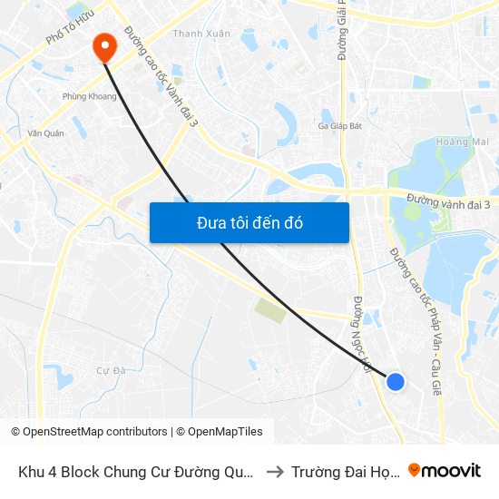 Khu 4 Block Chung Cư Đường Quang Lai (Chiều Đi) to Trường Đai Học Hà Nội map