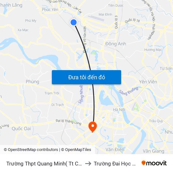 Trường Thpt Quang Minh( Tt Chi Đông) to Trường Đai Học Hà Nội map