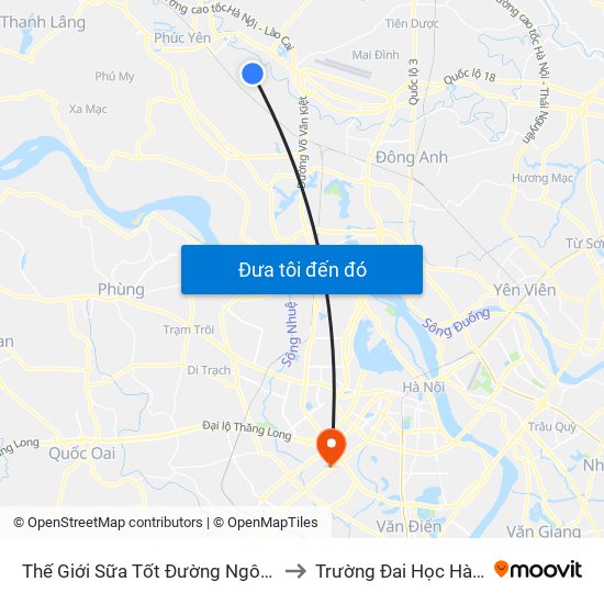 Thế Giới Sữa Tốt Đường Ngô Miên to Trường Đai Học Hà Nội map