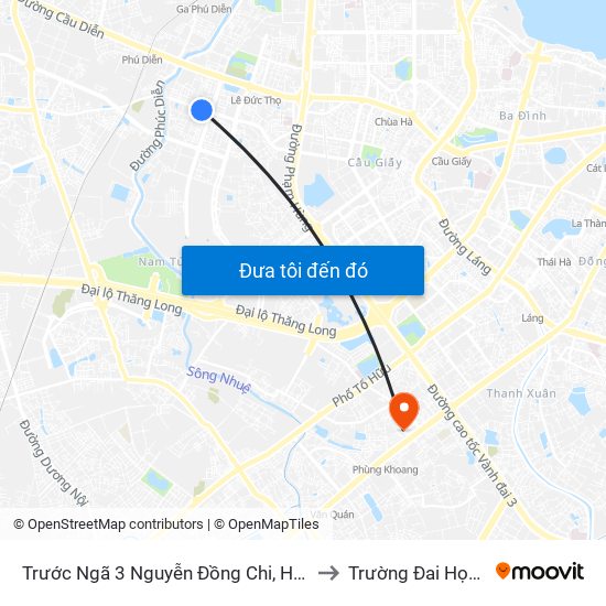 Trước Ngã 3 Nguyễn Đồng Chi, Hàm Nghi 100m to Trường Đai Học Hà Nội map