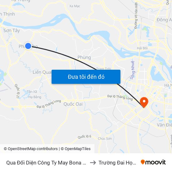 Qua Đối Diện Công Ty May Bona Việt Nam 15m to Trường Đai Học Hà Nội map