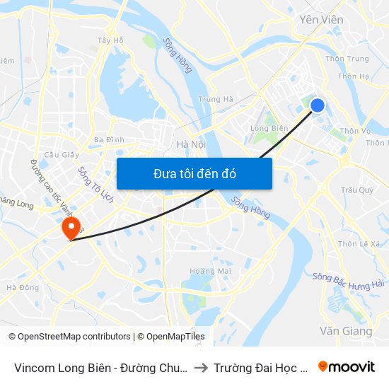 Vincom Long Biên - Đường Chu Huy Mân to Trường Đai Học Hà Nội map