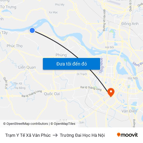 Trạm Y Tế Xã Vân Phúc to Trường Đai Học Hà Nội map