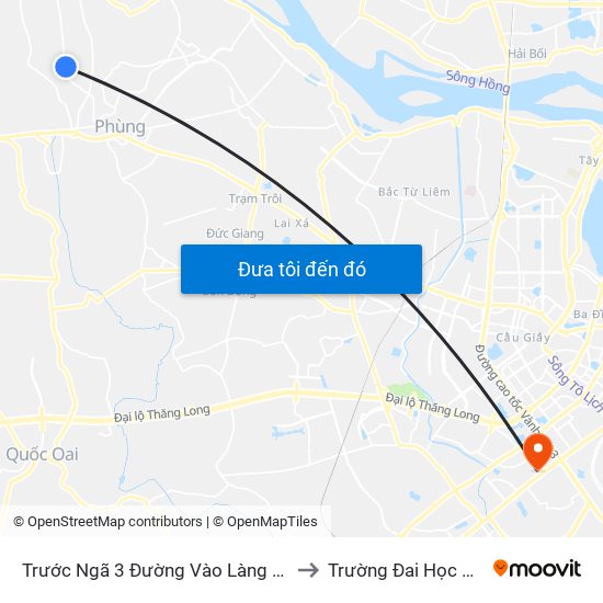 Trước Ngã 3 Đường Vào Làng La Thạch to Trường Đai Học Hà Nội map