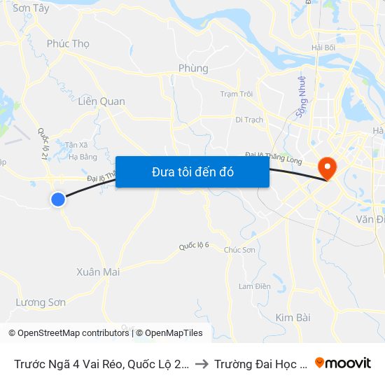 Trước Ngã 4 Vai Réo, Quốc Lộ 21a - Đt446 to Trường Đai Học Hà Nội map