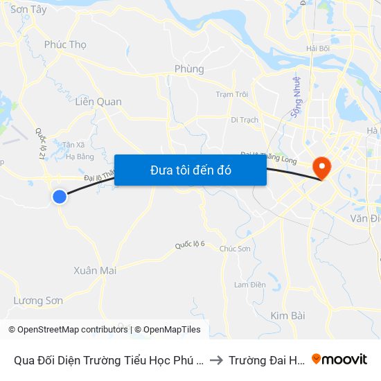 Qua Đối Diện Trường Tiểu Học Phú Cát 50m - Xã Phú Cát to Trường Đai Học Hà Nội map
