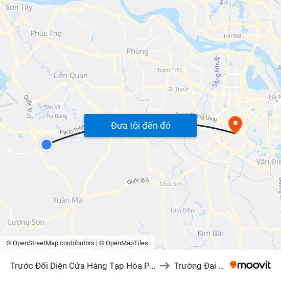 Trước Đối Diện Cửa Hàng Tạp Hóa Phương Tài - Thôn 7 - Phú Cát to Trường Đai Học Hà Nội map