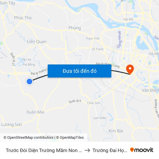 Trước Đói Diện Trường Mầm Non Xã Phú Cát 50m to Trường Đai Học Hà Nội map