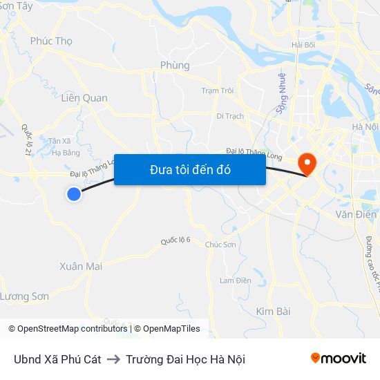 Ubnd Xã Phú Cát to Trường Đai Học Hà Nội map