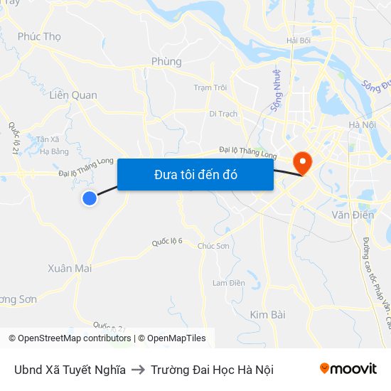 Ubnd Xã Tuyết Nghĩa to Trường Đai Học Hà Nội map