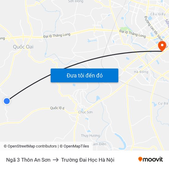 Ngã 3 Thôn An Sơn to Trường Đai Học Hà Nội map