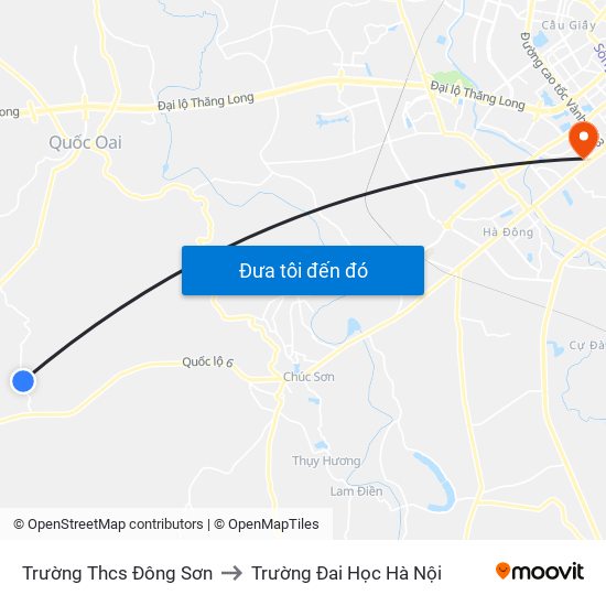 Trường Thcs Đông Sơn to Trường Đai Học Hà Nội map