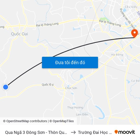 Qua Ngã 3 Đông Sơn - Thôn Quyết Thượng to Trường Đai Học Hà Nội map