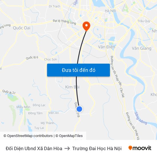 Đối Diện Ubnd Xã Dân Hòa to Trường Đai Học Hà Nội map